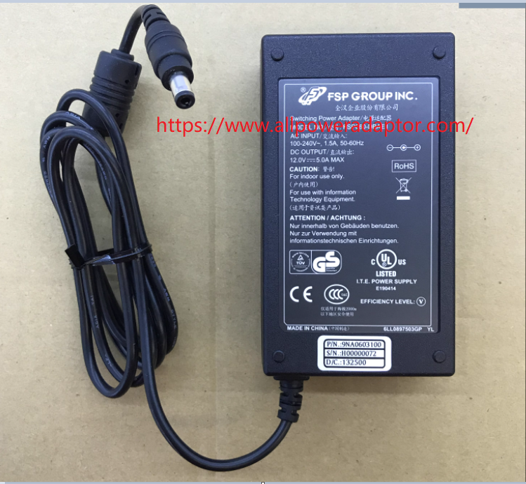 NEW FSP Group Inc FSP060-DBAB11 AC Adapter 12V 5A, Barrel 5.5/2.5mm, IEC C14